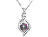 1.00 Carat (ctw) Mystic-Fire Topaz Drop Infinity Pendant Necklace in 14k White Gold with Chain